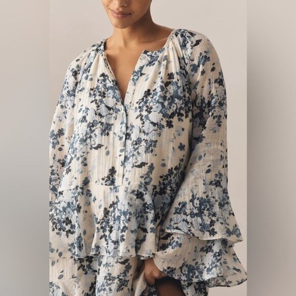 NWT Size M - Anthropologie Blue Floral Mini Swing Dress (NWT US$ 168) - Picture 9 of 16